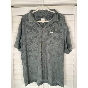 New RVCA Neutral Men's Terry Texture Button Up Short Sleeve Shirt, Beach | XL